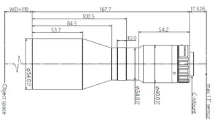 VA-LCM-TC-0-0.511X-WD110-110 Lens telecentric Mechanical drawing 3 VA-LCM-TC-0-0.511X-WD110-110 Lens telecentric Mechanical drawing 3