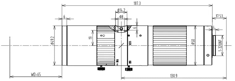 VA-LCM-TC-0-0.5X-2X-WD65-015 Lens telecentric Mechanical drawing 3 VA-LCM-TC-0-0.5X-2X-WD65-015 Lens telecentric Mechanical drawing 3