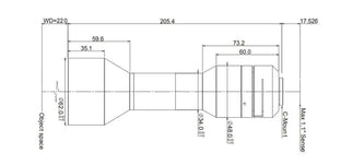 VA-LCM-TC-0-0.5X-WD220-110 Lens telecentric Mechanical drawing 3 VA-LCM-TC-0-0.5X-WD220-110 Lens telecentric Mechanical drawing 3
