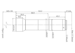 VA-LCM-TC-0-2X-WD110-110 Lens telecentric Mechanical drawing 3 VA-LCM-TC-0-2X-WD110-110 Lens telecentric Mechanical drawing 3