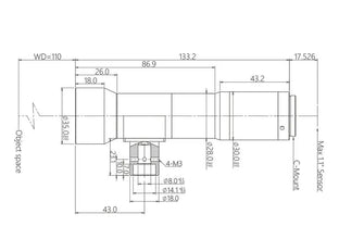 VA-LCM-TC-1-2X-WD110-110 Lens telecentric Mechanical drawing 3 VA-LCM-TC-1-2X-WD110-110 Lens telecentric Mechanical drawing 3