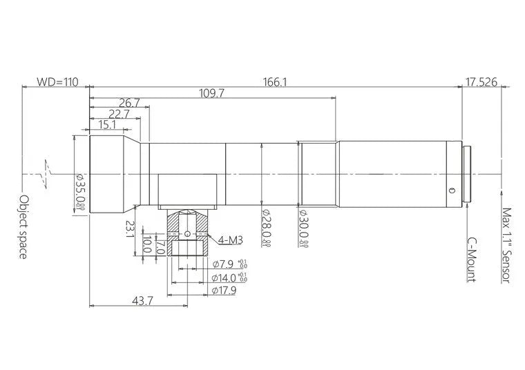 VA-LCM-TC-1-3X-WD110-110 Lens telecentric Mechanical drawing 3 VA-LCM-TC-1-3X-WD110-110 Lens telecentric Mechanical drawing 3