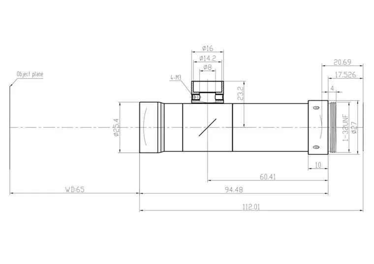 VA-LCM-TC-1-3X-WD65-015 Lens telecentric Mechanical drawing 3 VA-LCM-TC-1-3X-WD65-015 Lens telecentric Mechanical drawing 3