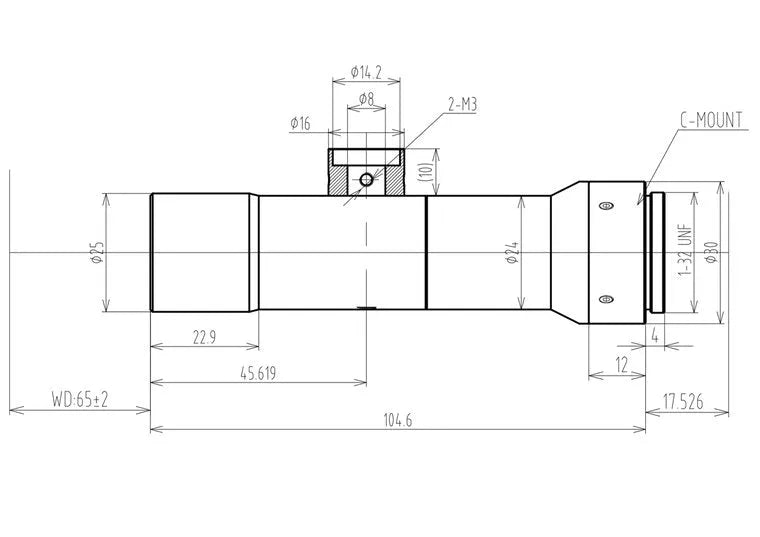 VA-LCM-TC-1-4X-WD65-015 Lens telecentric Mechanical drawing 3 VA-LCM-TC-1-4X-WD65-015 Lens telecentric Mechanical drawing 3