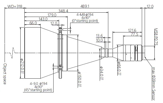 VA-LM58-TC-0-0.229X-WD318-39C Lens telecentric 2 VA-LM58-TC-0-0.229X-WD318-39C Lens telecentric 2