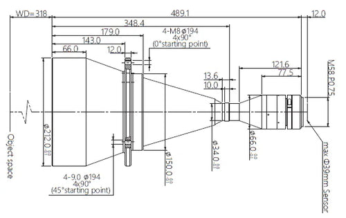 VA-LM58-TC-0-0.229X-WD318-39C Lens telecentric 2 VA-LM58-TC-0-0.229X-WD318-39C Lens telecentric 2