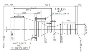 VA-LM58-TC-0-0.325X-WD273-39C Lens telecentric Mechanical drawing 3 VA-LM58-TC-0-0.325X-WD273-39C Lens telecentric Mechanical drawing 3