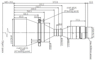VA-LM58-TC-0-0.355X-WD263-39C Lens telecentric Mechanical drawing 3 VA-LM58-TC-0-0.355X-WD263-39C Lens telecentric Mechanical drawing 3