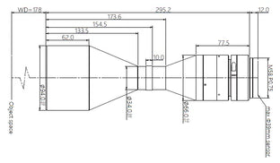 VA-LM58-TC-0-0.542X-WD178-39C Lens telecentric Mechanical drawing 3 VA-LM58-TC-0-0.542X-WD178-39C Lens telecentric Mechanical drawing 3