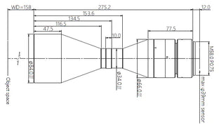 VA-LM58-TC-0-0.609X-WD158-39C Lens telecentric Mechanical drawing 3 VA-LM58-TC-0-0.609X-WD158-39C Lens telecentric Mechanical drawing 3