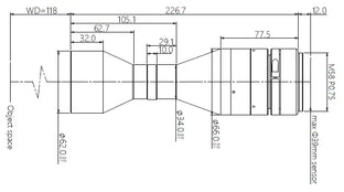 VA-LM58-TC-0-0.929X-WD118-C39 Lens telecentric Mechanical drawing 3 VA-LM58-TC-0-0.929X-WD118-C39 Lens telecentric Mechanical drawing 3