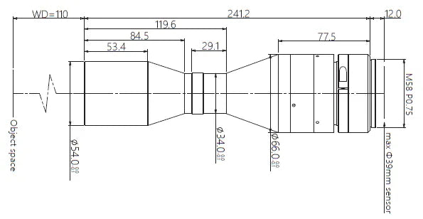VA-LM58-TC-0-1.083X-WD110-39C Lens telecentric 2 VA-LM58-TC-0-1.083X-WD110-39C Lens telecentric 2