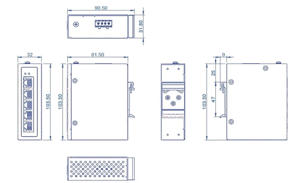 VA-SWITCH-1GP-5-DIN SWITCH Mechanical drawing 3 VA-SWITCH-1GP-5-DIN SWITCH Mechanical drawing 3