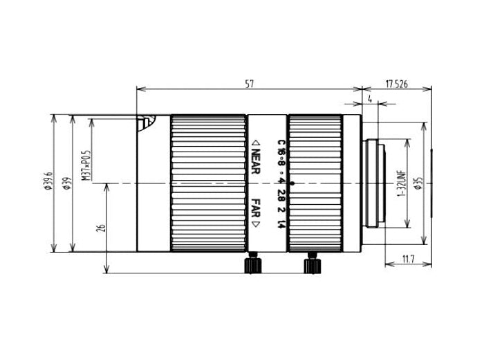 VA-LCM-5MP-50MM-F1.4-015 c-mount lens mechanical drawing 