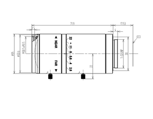 c-mount lens VA-LCM-5MP-75MM-F2.8-018mechanical drawing 