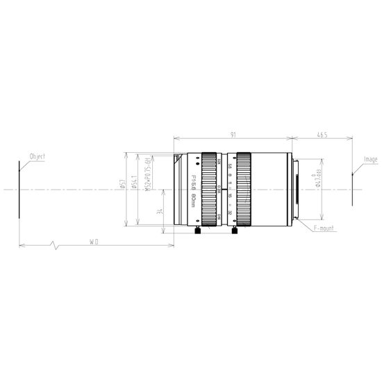 Mech drawing Lens F-mount 29MP 80MM F5.6 for machine vision