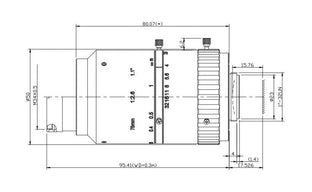 Mechanical Drawing VA-LCM-12MP-75MM-F2.6-110 C-mount lens