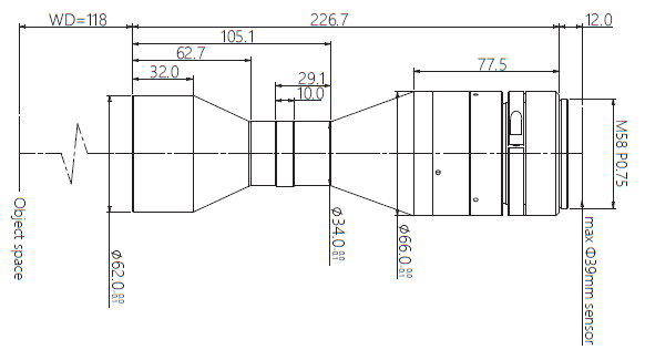 Mechanical Drawing VA-LM58-TC-0-0.929X-WD118-39C