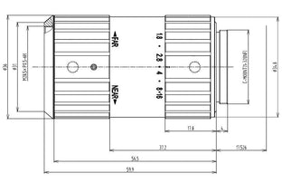 Mechanical Drawing LENS C-mount 1.3MP 35MM F1.8 for max sensorsize 1/2" NON DISTORTION