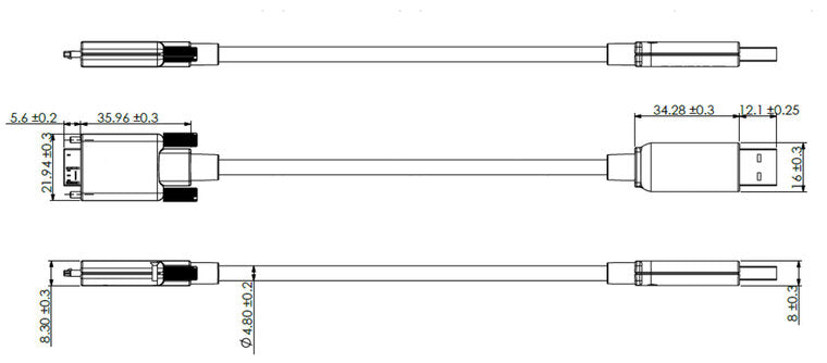 Cable USB3 Highflex 50 meters Mechanical Drawing