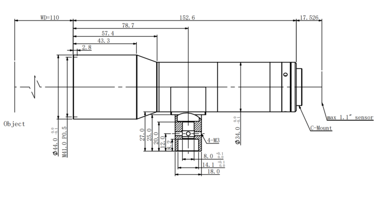 Mechanical Drawing VA-LCM-TC-1-0.8X-WD110-110