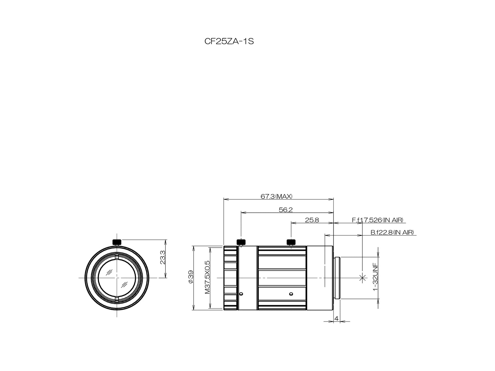Fujinon CF25ZA-1S Mechanical Drawing