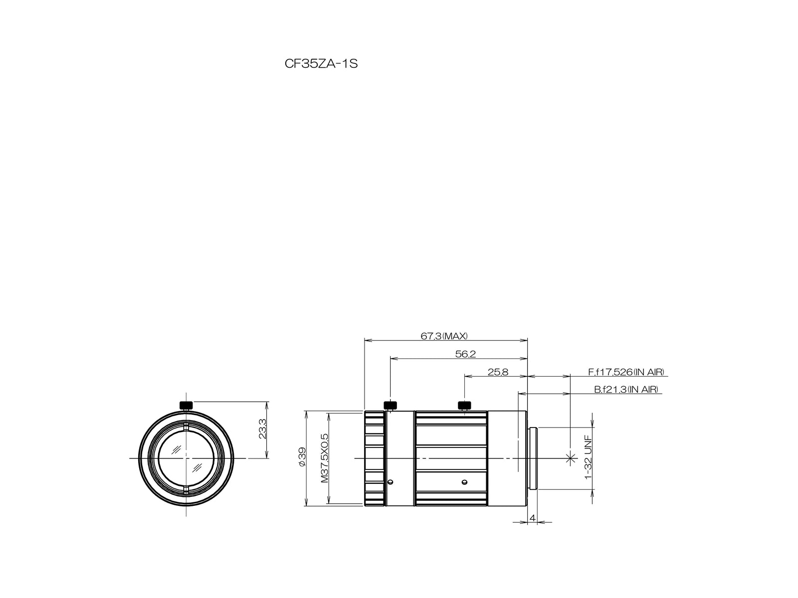 Fujinon CF35ZA-1S Mechanical drawing