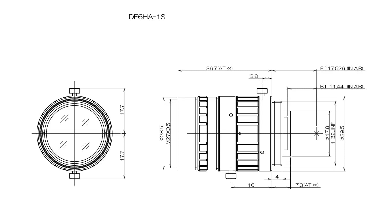 Fujinon Lens DF6HA-1S Mechanical drawing