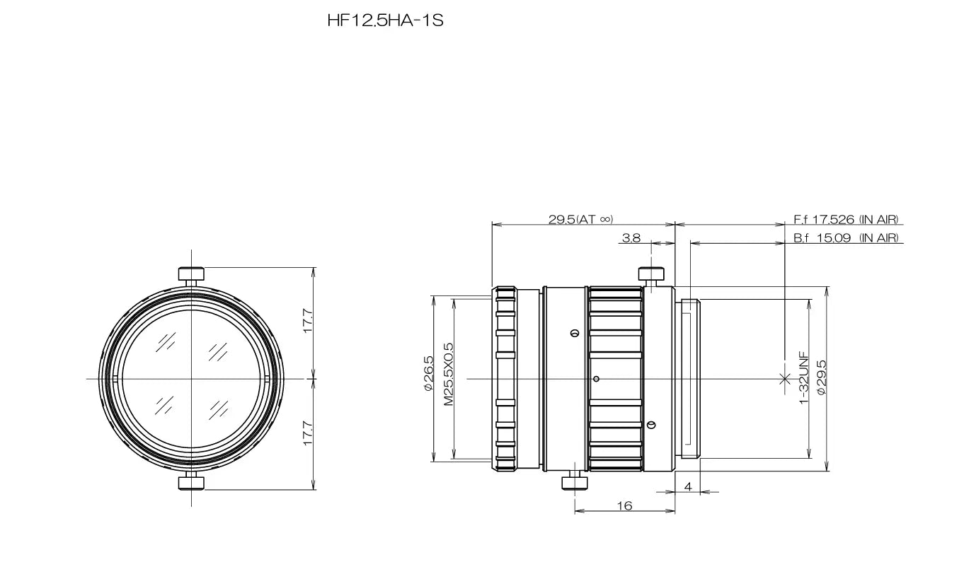 Fujinon Lens HF12.5HA-1S Mechanical drawing