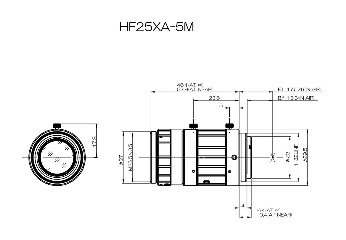 Fujinon HF25XA-5M mechanical drawing