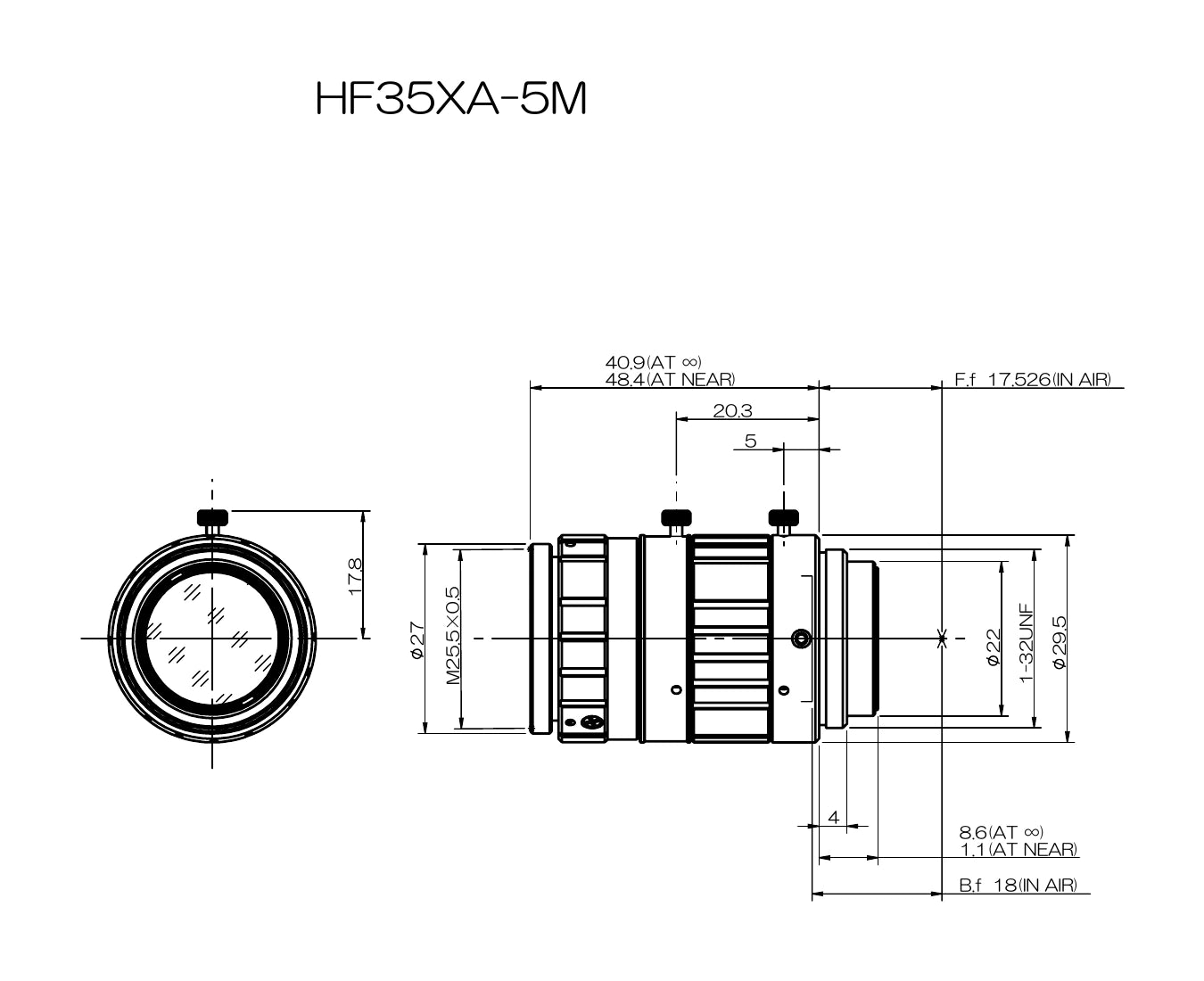 Fujinon HF35XA-5M Mechanical Drawing