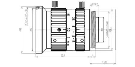 VA-LCM-10MP-08MM-F2.8-015 c-mount lens mechanical drawing