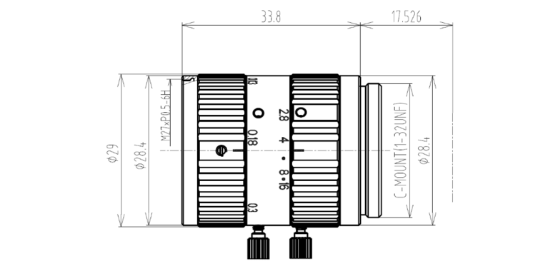 VA-LCM-10MP-25MM-F2.8-015 c-mount lens mechanical drawing 