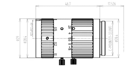 VA-LCM-10MP-35MM-F2.8-015 c-mount lens mechanical drawing 