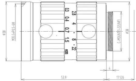 VA-LCM-20MP-50MM-F2.8-110c-mount lens mechanical drawing