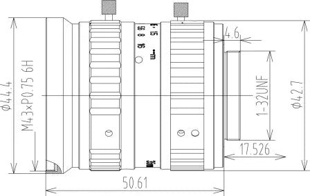 VA-LCM-25MP-35MM-F2.8-110 c-mount lens mechanical drawing