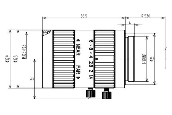 VA-LCM-5MP-12MM-F1.4-015 c-mount lens mechanical drawing