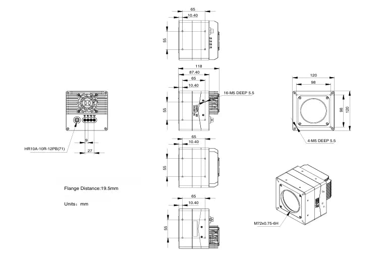 MARS-24600-12X2C-TF M72 Camera Coaxpress Mechanical drawing 4