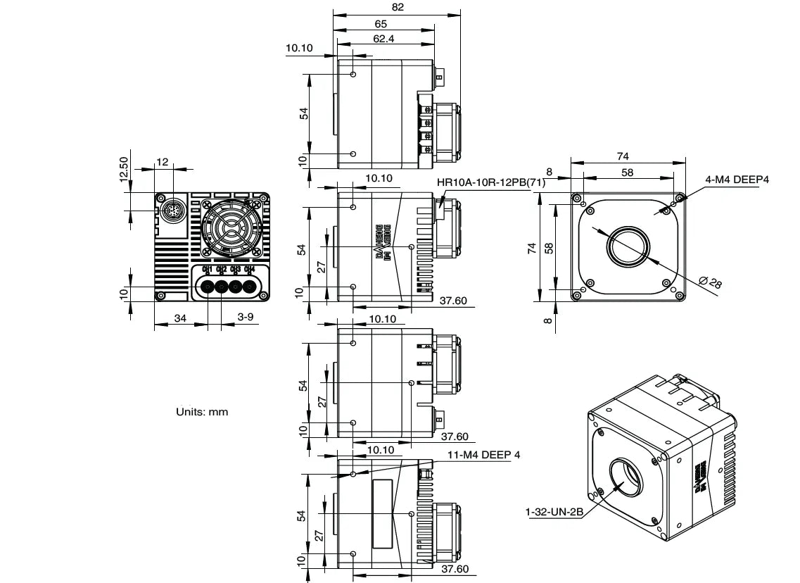 MARS-251-1938X2M-NF Camera Coaxpress Mechanical drawing 3