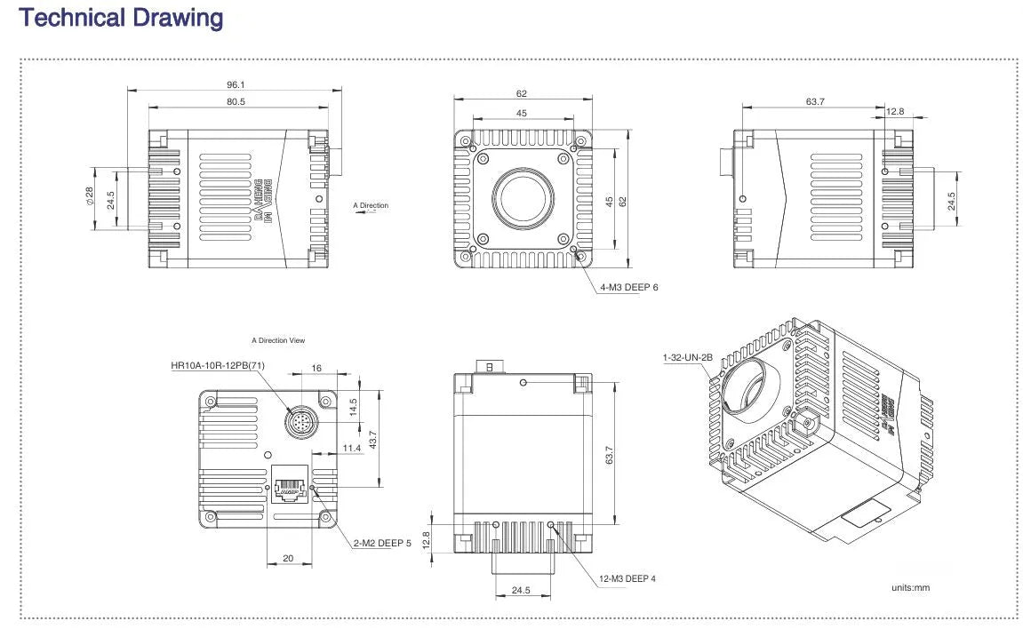 MARS-321-176GTM-TN-SWIR Camera SWIR Mechanical drawing 6