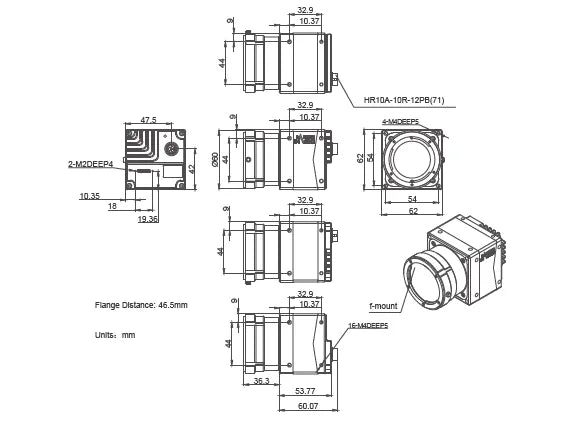 MARS-4470-8U3M F Camera USB3 Vision Mechanical drawing 5