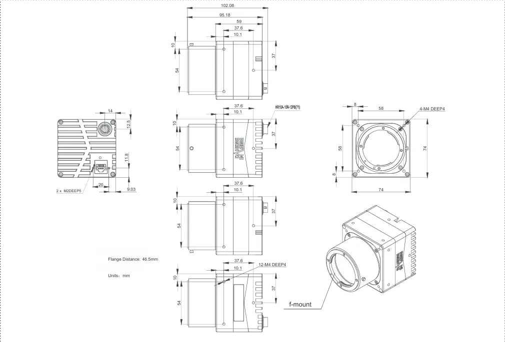 MARS-5000-24GTC-TF F Camera 10GigE Vision Mechanical drawing 2