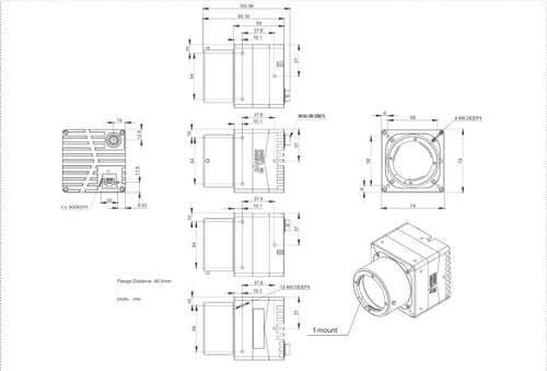 MARS-5000-24GTM-TF F Camera 10GigE Vision Mechanical drawing 2