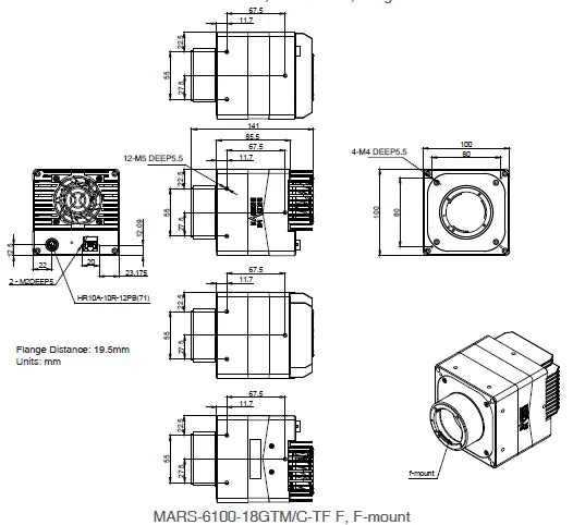 MARS-6100-18GTM-TF F Camera 10GigE Vision Mechanical drawing 3