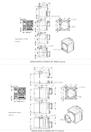 MARS-6500-31X2C-NF Technical Drawing CoaXPress Camera