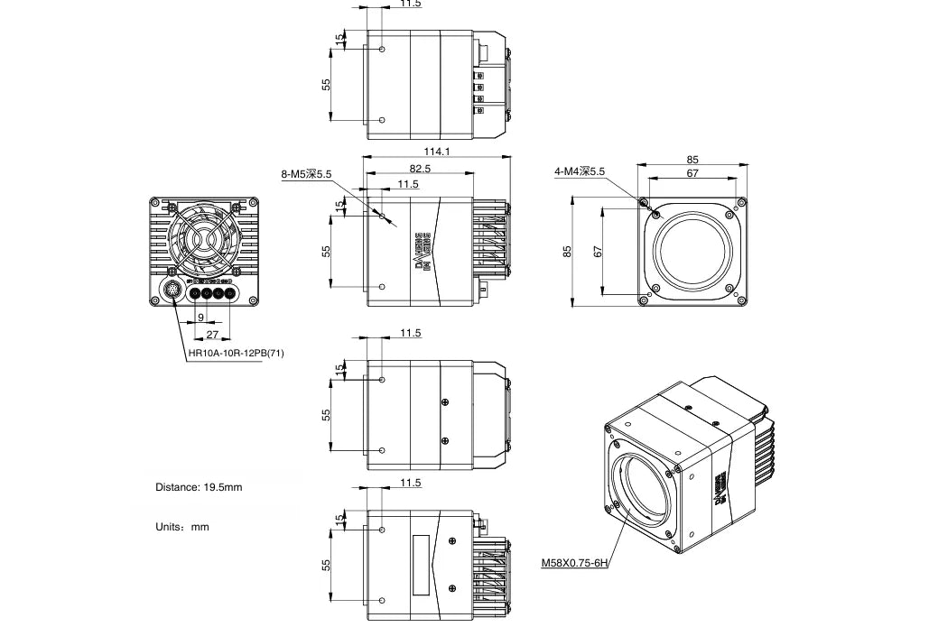 MARS-6500-31X2M-TF M58 Camera Coaxpress Mechanical drawing 5
