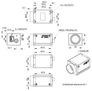 ME2P-1230-9GM-P-M01 Camera GigE Vision Mechanical drawing 6