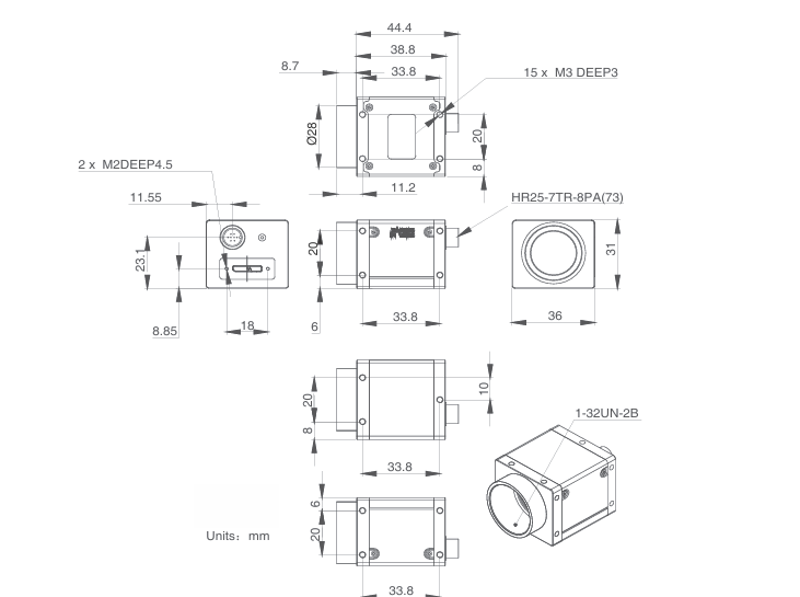 ME2P-530-72U3C-VA, Python5000, 2592x2048, 72fps, 1 inch, Global shutter, CMOS, Color