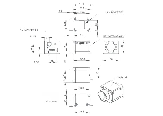ME2P-530-72U3M-NIR-M01 Camera USB3 Vision Mechanical drawing 5