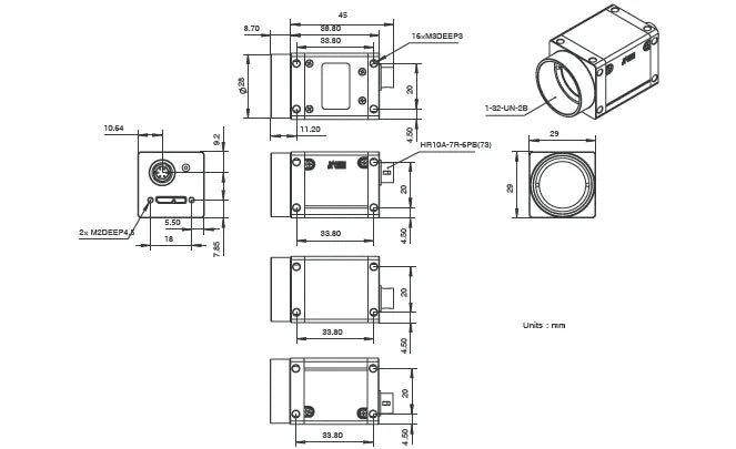 ME2S-138-136U3M-SWIR Camera SWIR Mechanical drawing 6